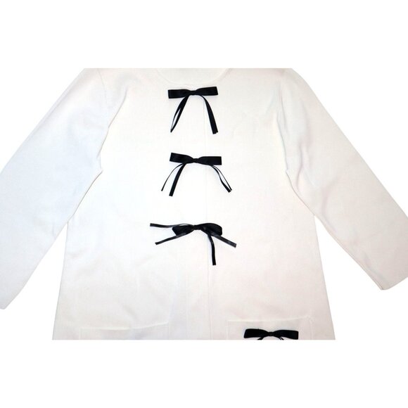 ZARA White Knit Dress Black Bows Coquette Soft Girl Twee Aesthetic - Picture 1 of 8